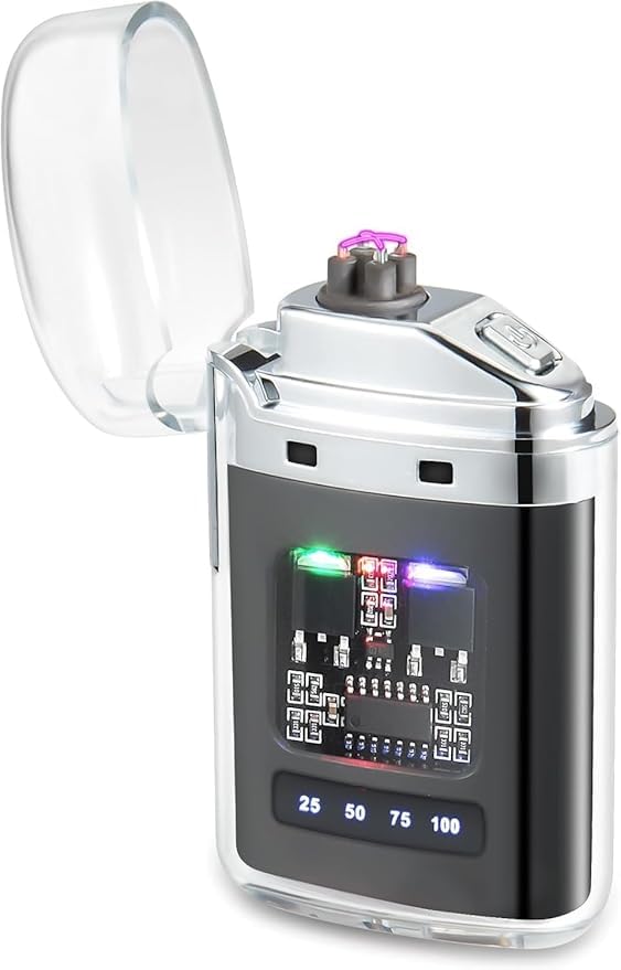 Cigarette lighters for Men | Lighter Cigarette | Electric Lighter Rechargeable - Type c Rechargeable- Windproof Flameless Lightar (Transparent Lighter)-picture-19