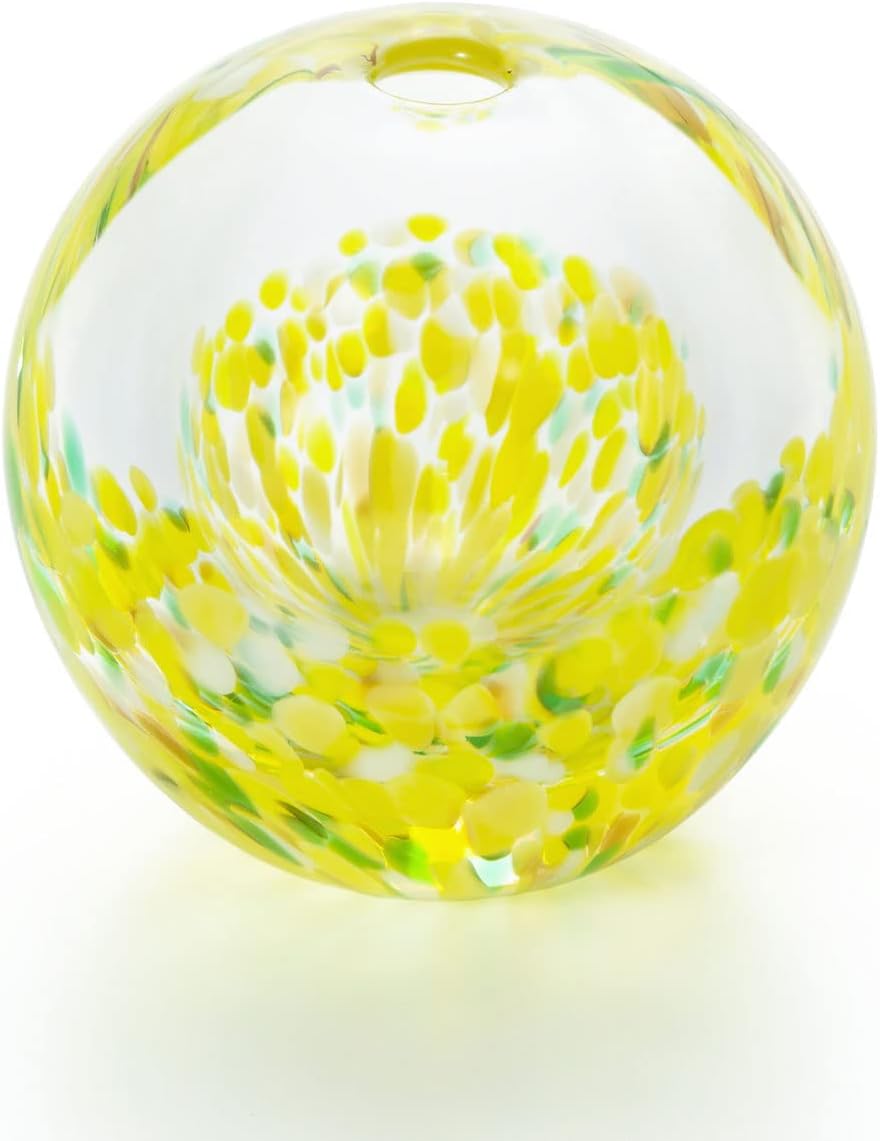 ADERIA Tsugaru Vidro F62769 Vase - Soda Glass - Single Wheel Insert - Modern, Round, Yellow - Vase Insert - Flowers - Living Room, Bedroom, Bathroom