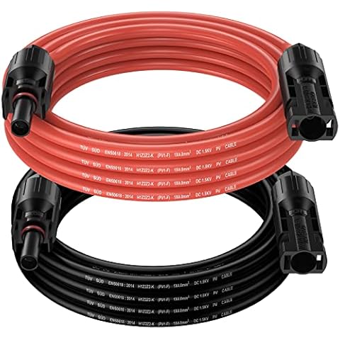 EYPINS Solar Panel Extension Cable, 12AWG/ 4mm² 16 Feet PV Wire with IP68 Waterproof Photovoltaic Compatible Female and Male Connectors for Solar Panels Generators Power Station (5m Red + Black) Cover