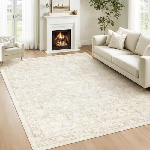 6x9 Washable Vintage Floral Rug