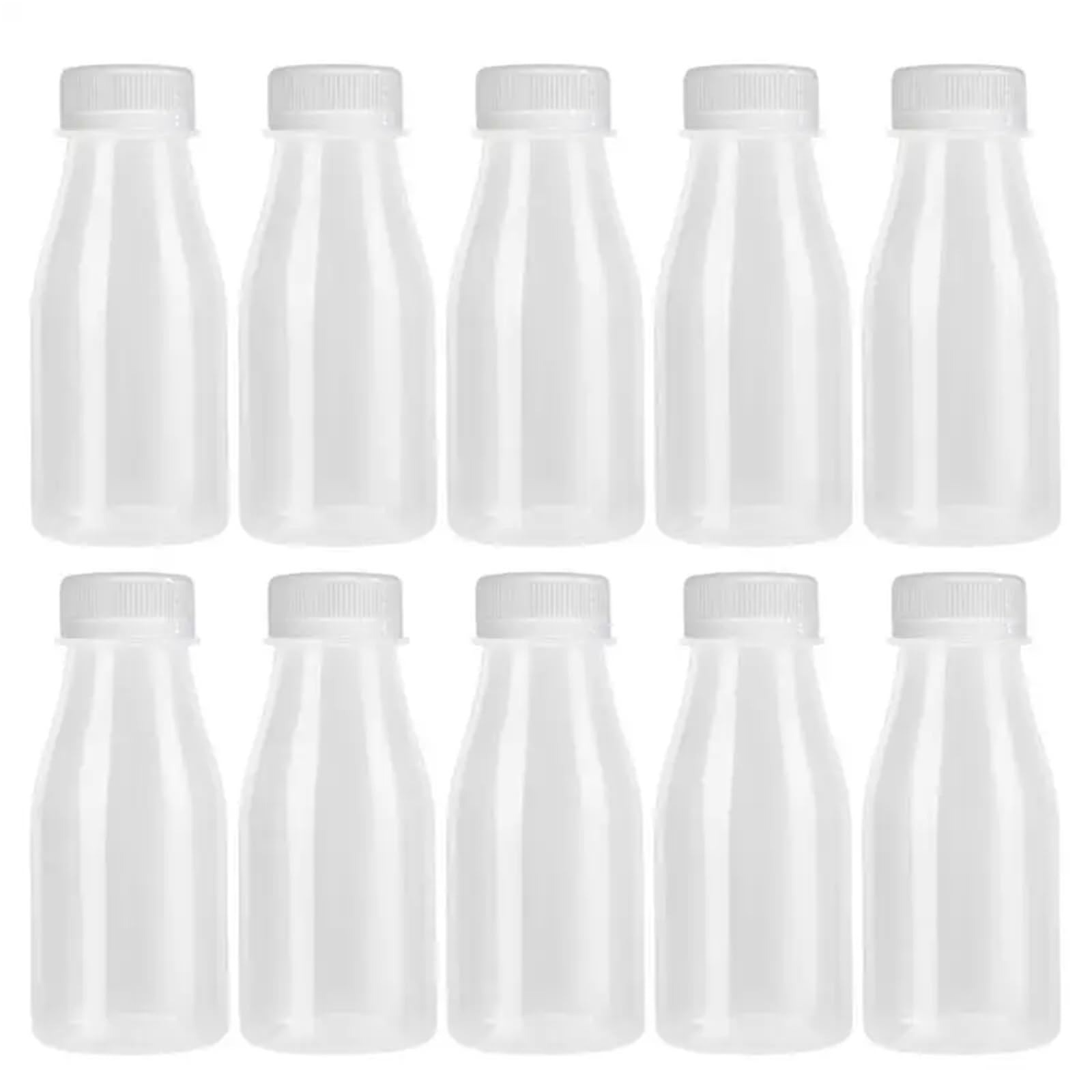 EnxJire Plastic Juice Bottles 10 Pcs Bottles Bottle Milk With Beverage Juice Plastic Jar Caps Container Drink Empty Smoothie Storage Drinking Lid Lids Jars for Kitchen(Color 1)