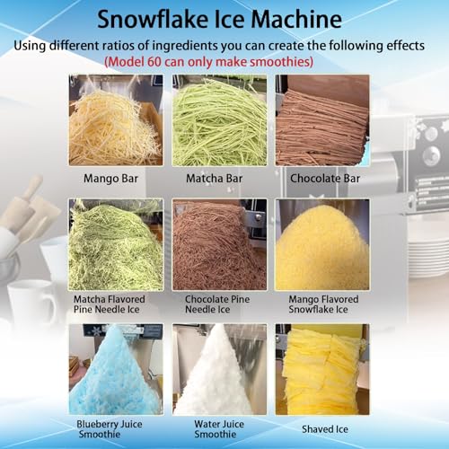 Commercial Snowflake Ice Maker Machine, Automatic Stainless Steel Ice Shaver for Shaved Ice, Snow Cones, Air Cooling System - Ideal for Bakery & Cafe (120KG)