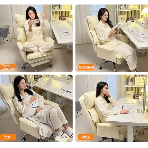 Poltrona da ufficio girevole con schienale reclinabile, morbida seduta per soggiorno, camera da letto, studio, gioco, ergonomica, confortevole