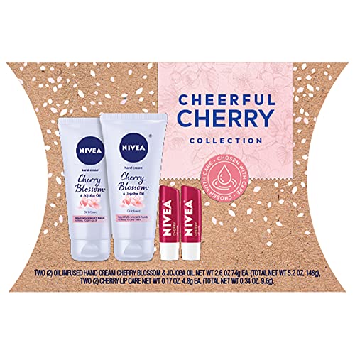 NIVEA Cheerful Cherry Gift Set, NIVEA Hand Cream and NIVEA Lip Balm, Hand Cream and Lip Balm Gift Box
