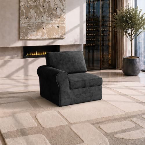Image of Maywish Sectional Boneless Couch, Cloud Sofa, Left Arm Module, Dark Gray