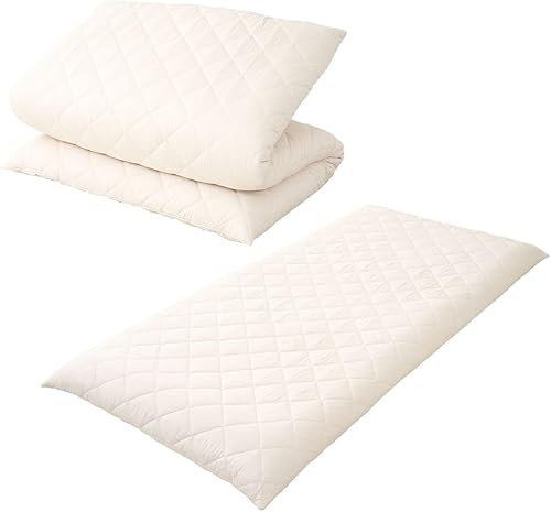 EMOOR Colchón de futón japonés extra grueso, sin dobladillo, tamaño individual, fabricado en Japón, blanco, plegable, cama para dormir, tatami