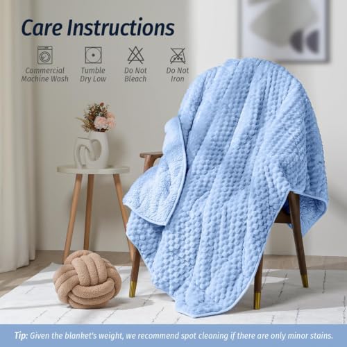 Image of Fleece Weighted Blanket for Adults 48 inch x 72 inch 15lbs Fuzzy Blankets, Blue