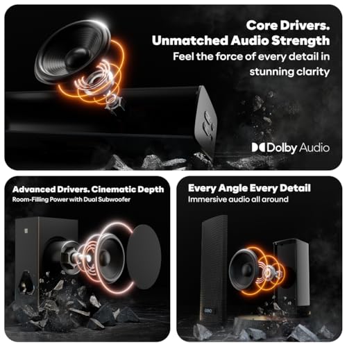 Image of GOVO GoSurround 888 | 625W,True Dolby Audio, Dual 6.5 inch Subwoofers with Dual Satellites,5.2 Surround Soundbar, HDMI ARC, Opt,AUX,USB, Bluetooth,3 Equalizer Modes,LED Display & Remote (Platinum Black)