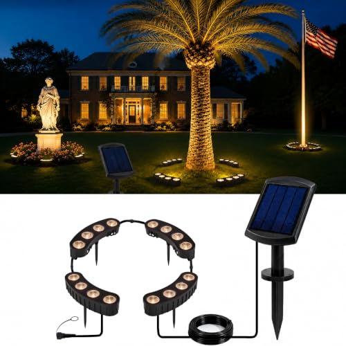 Glosola Solar Landscape Lights Outdoor 360 Ring Tree Lights