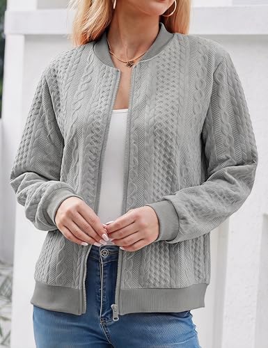 Image of Larmliss Women's Zip Up Cardigan Sweater Hoodies Long Sleeve Jacket Crewneck Casual Outerwear Spring Fall Trendy Coat Outfits