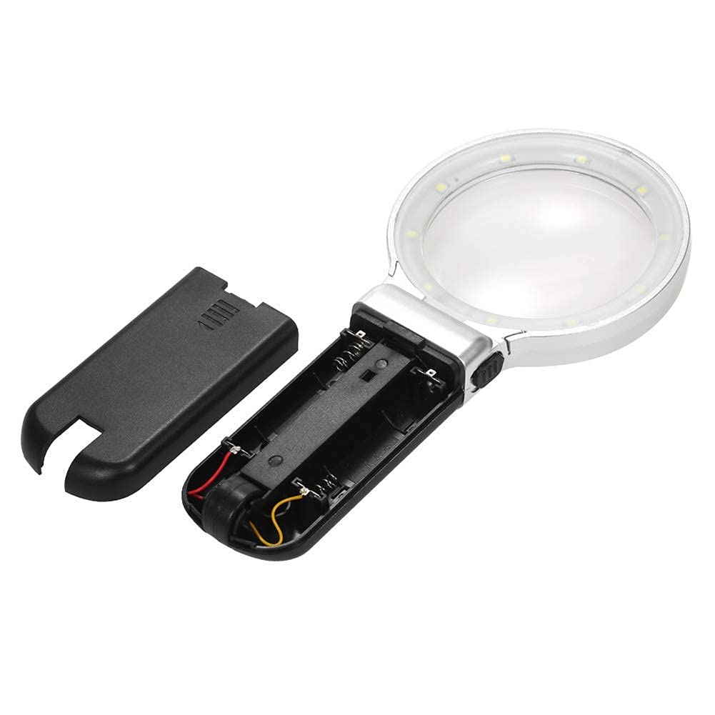 Podświetlana ręczna lupa 2 w 1 3X, składana lampa powiększająca na biurko z diodami LED i stojakiem do czytania i obserwacji rzemiosła, bez użycia rąk