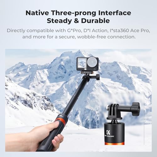 Image of K&F CONCEPT 142cm /55.9 inch Telescopic Selfie Stick Tripod for Action Camera | 2-in-1 Portable Stand Handle Stick Pole For GoPro Hero 13 /12 /11 /10 /9 /8, DJI Osmo Action 6 /Osmo Action 5 Pro /4 /3 Accessories