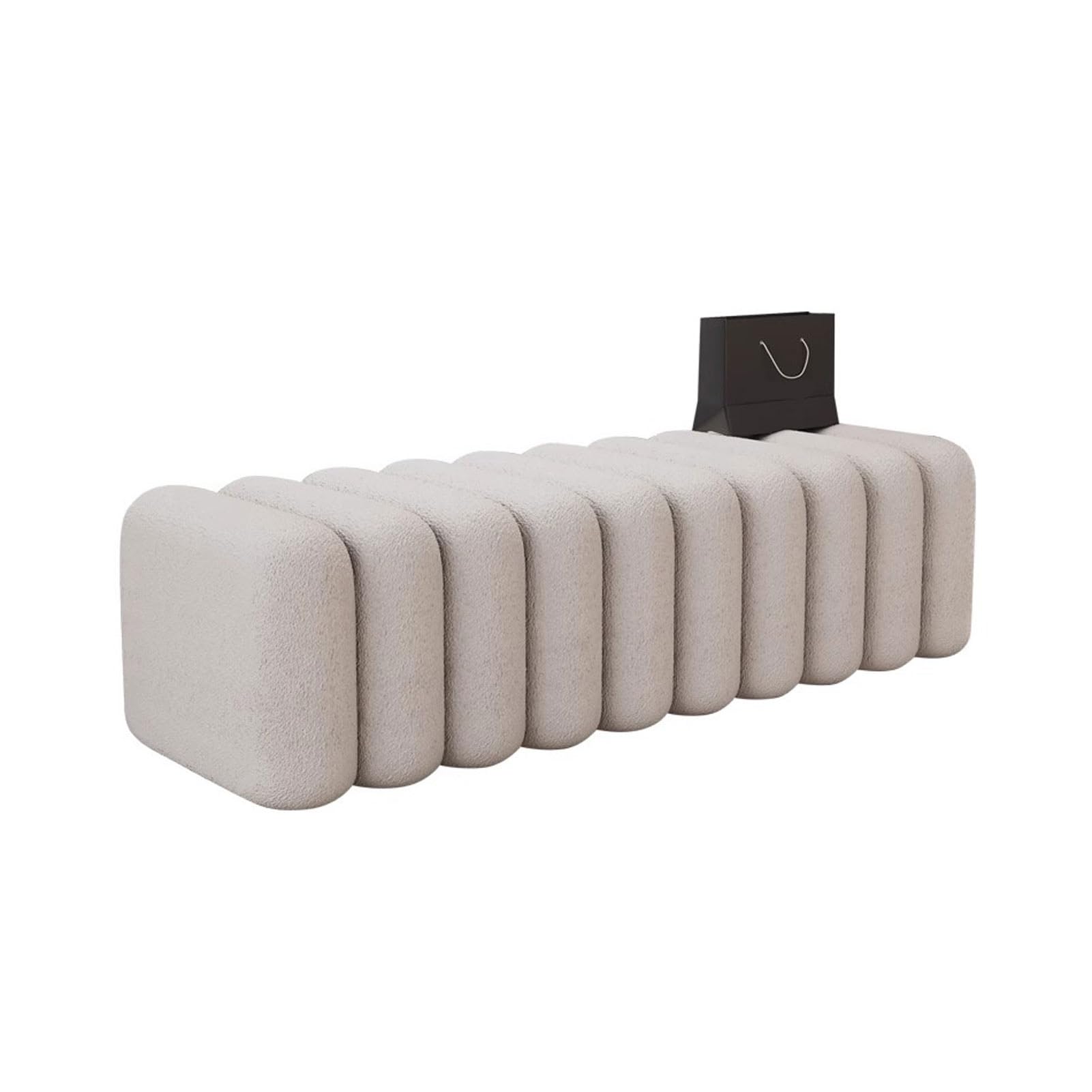 OIFAODAO Velvet Ottoman Bench Bedroom Upholstered End of Bed Footrest(White,40X37X36cm)