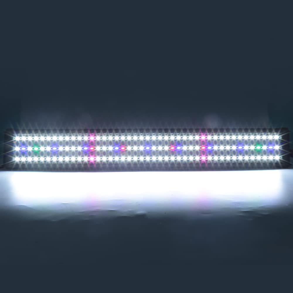 HUOLE Illuminazione per Acquario,Illuminazione LED per Acquario con Staffe Estensibili, Luce Acquario a Spettro Completo Impermeabile per Acquario di 90-110cm