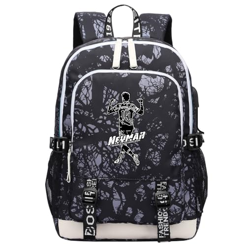 Soccer Player JR10 Multifunction Sport Backpack Travel Laptop Football Fans Bag for Men Women (Black lines - 3)