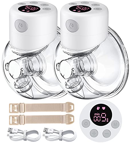 Image of Breast Pump, Wearable Breast Pump, S12 Hands Free Breast Pump, Electric Portable Breast Pump with 2 Mode & 9 Levels, Wireless Breast Pump Hand Free, LCD Display, 24mm Flange, 2 Pack