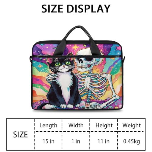 Bolsa para portátil 15 pulgadas diseño esqueleto gato miniatura 2