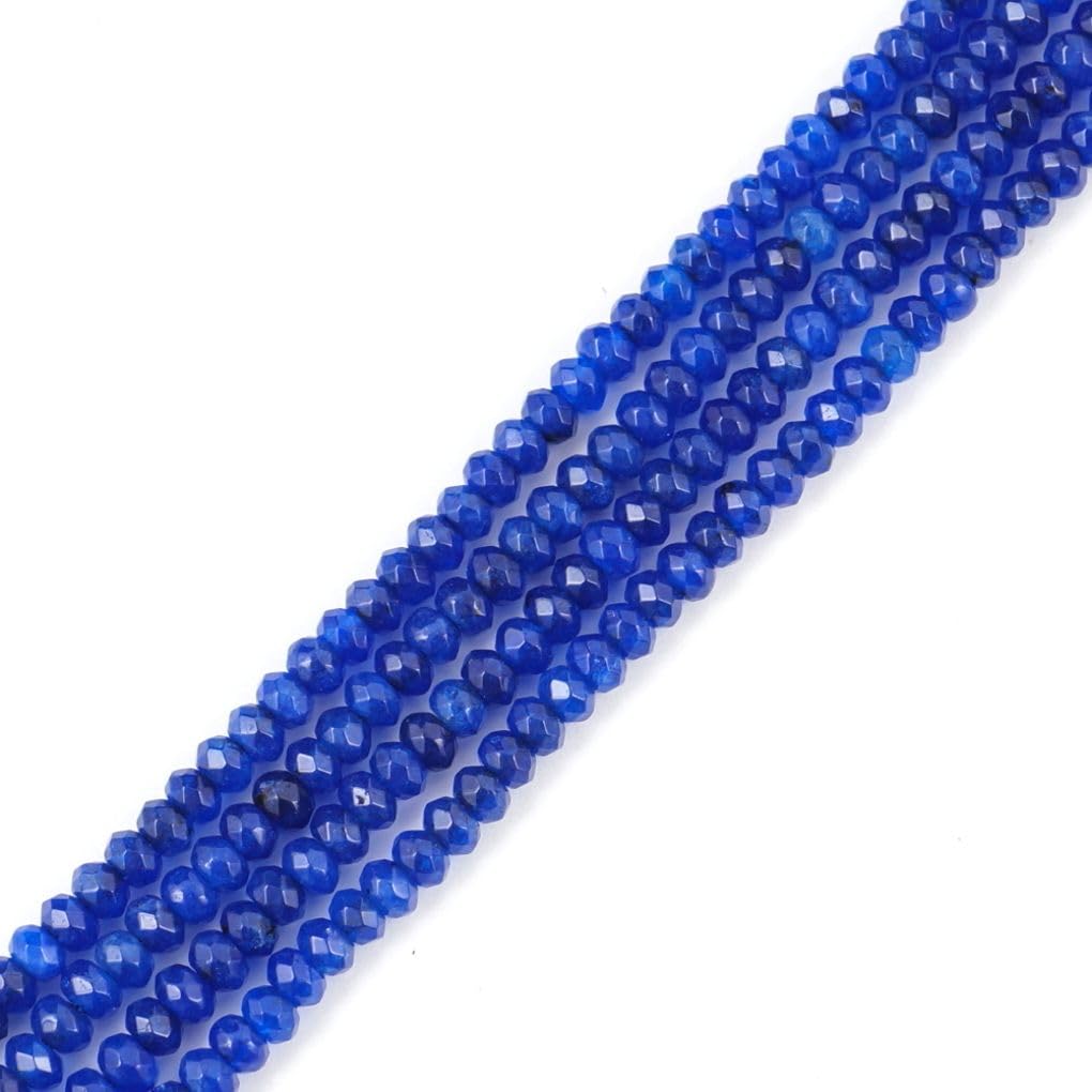 2 Strands Adabele Natural Sapphire Blue Quartz Healing Gemstone 4mm Small Faceted Rondelle Loose Beads Gem Stone Spacer (226-240pcs) for Jewelry Making GH1R-8