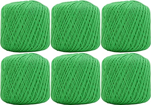 Image of ThreadArt 100% Cotton Crochet Thread Size 10, 6 Ball Pack, Bright Green | Soft pure cotton crochet thread for lace, doilies, amigurumi and crafts. Smooth finish with crisp stitch definition.