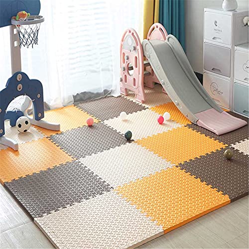 TONGQU Alfombras de Juego Puzzle de Espuma, Alfombrilla Espuma EVA Multicolor entrelazada para niños, Alfombra Juego para niños para jardín Yoga Ejercicio Gimnasia, 30x30x1.2 cm,Beige+Orange+Brown,32 Cover