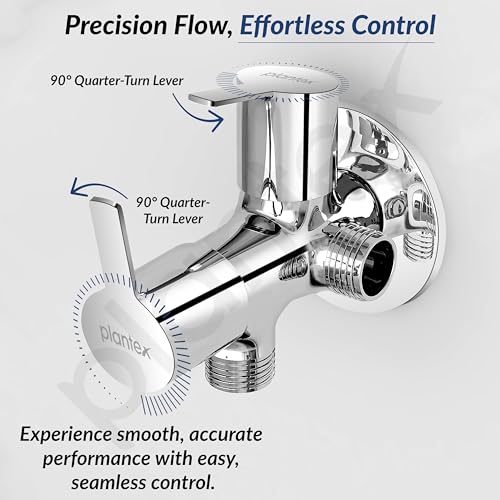 Image of Plantex Angle Valve 2 in 1 /Two Way Angle Cock Tap with Brass Spindle and Wall Flange /Angle Valve for Bathroom-(Chrome)
