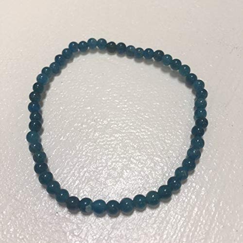 Semi-Precious Gemstone Apatite 4 mm Round Beads Smooth Beads with Stretch Bracelet 7