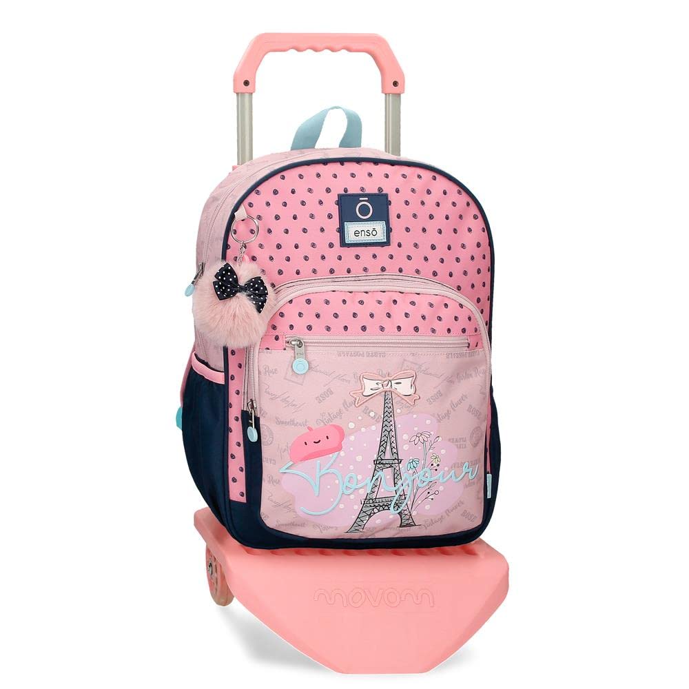 Enso Bonjour Mochila Escolar con Carro Rosa 30x38x12 cms Poliéster 13,68L