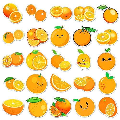 50Pcs Orange Stickers Laptop Car Scrapbook Phone Skateboard Suitcase Luggage Bike Orange Stickers Vinyl Waterproof Aesthetic Personalised Stickers for Teens Boys Girls Adults Children - Image 3