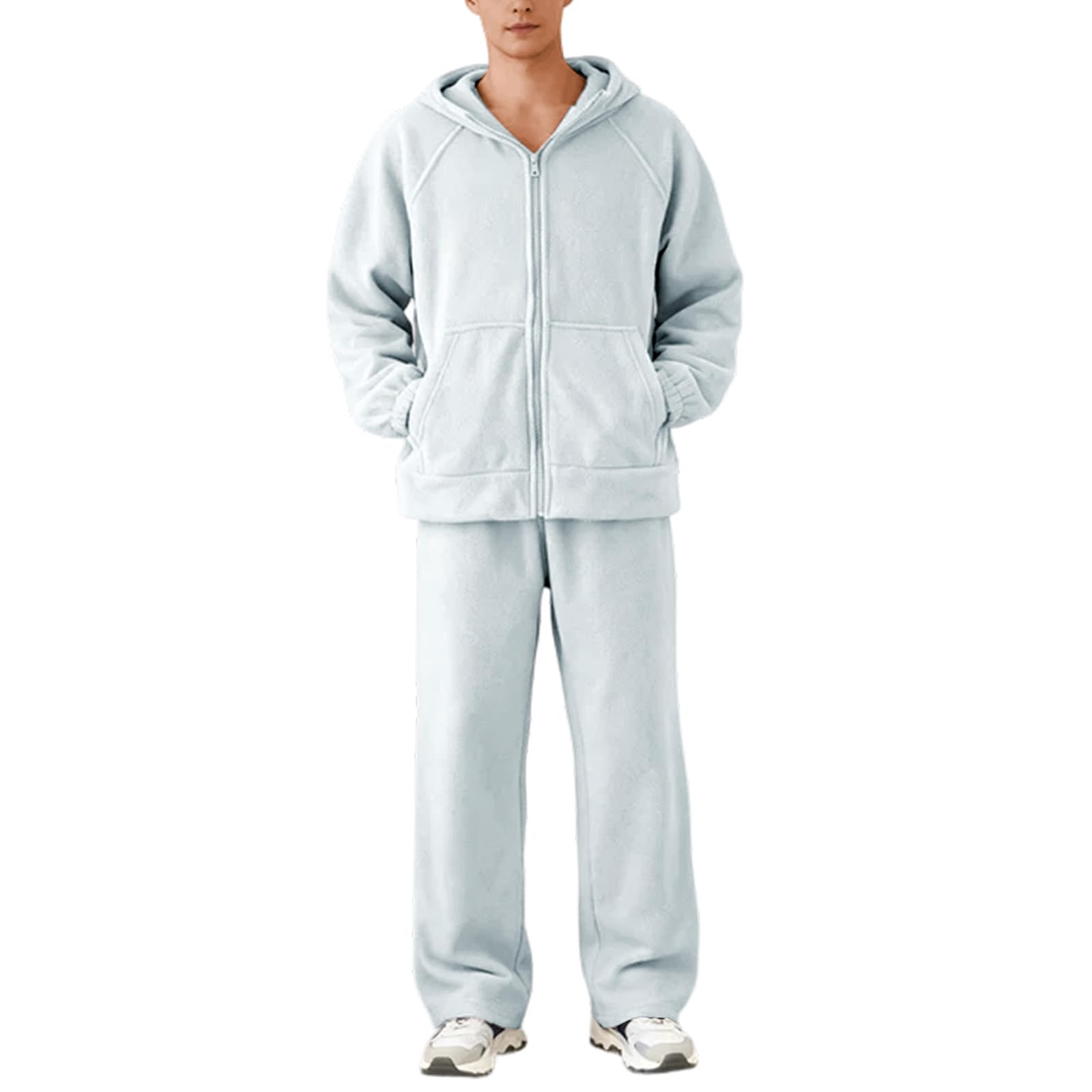 Generisch Pijama de franela para hombre con cremallera como ropa cálida de invierno cómoda de manga larga ropa de dormir térmica para el hogar (verde claro, XL)