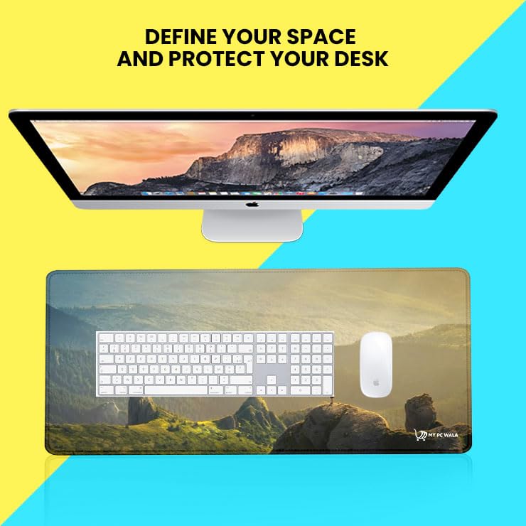 Image of Breathe Mountain Extended Gaming Mouse Pad 80x30cm, Large Desk Mat, Waterproof Surface, Anti Slip Rubber Base, Stitched Edges for PC, Laptop and Office