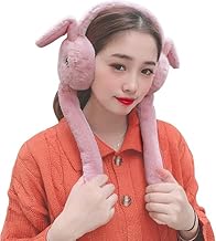 Unisex Winter Earmuffs with Moving Jumping Ears Rabbit Headbands Cute Plush Ear Warmers Faux Fur Ear Muff for Kids Adults