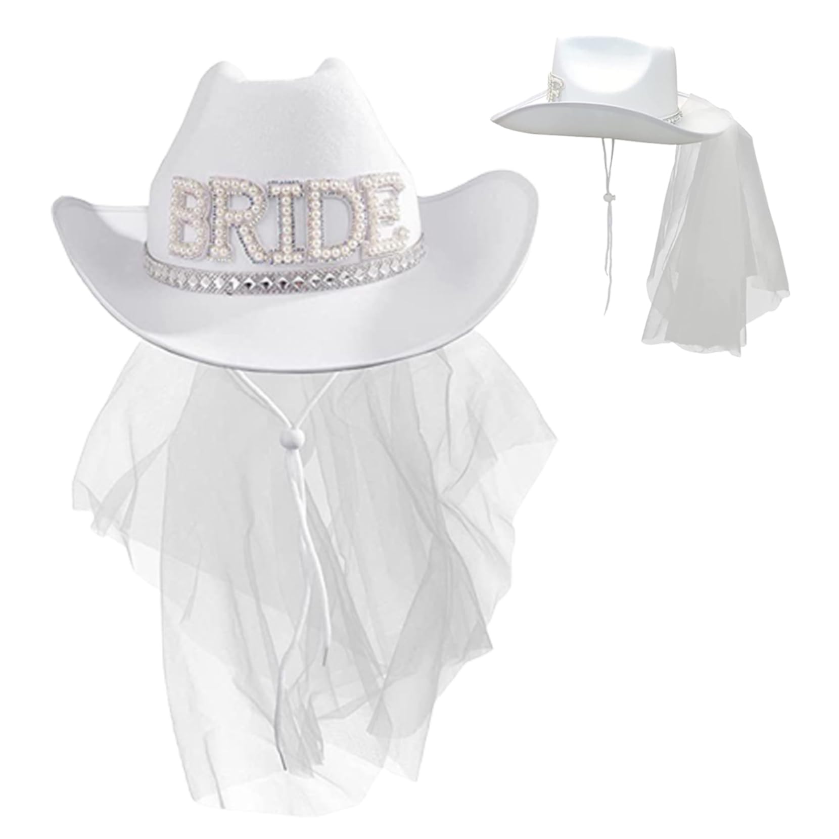 Xdyyjrasa White Cowgirl Hat With Veil White Wide Brim Cowgirl Hat With Veil For Bride – Wedding Photo Costume Prop Cowboy Hat For Bachelorette Party