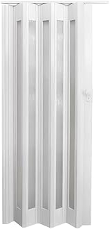 INMOZATA Folding Door PVC Plastic Internal Doors Sliding Concertina Door Panel Divider (White, Thickness 10mm)