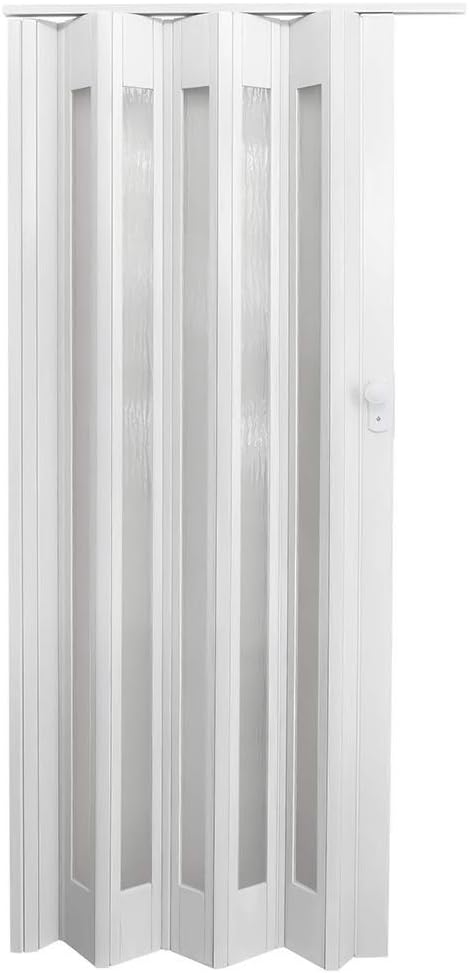 INMOZATA Folding Door PVC Plastic Internal Doors Sliding Concertina Door Panel Divider (White, Thickness 10mm)