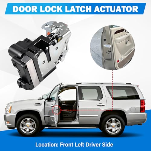 Image of Door Lock Latch Actuator Compatible with 2000-2007 Cadillac Escalade & Chevy Chevrolet Silverado Avalanche Suburban Tahoe & GMC Sierra Yukon, Front Left Driver Side, OE#931-318, 15110643, 15053681