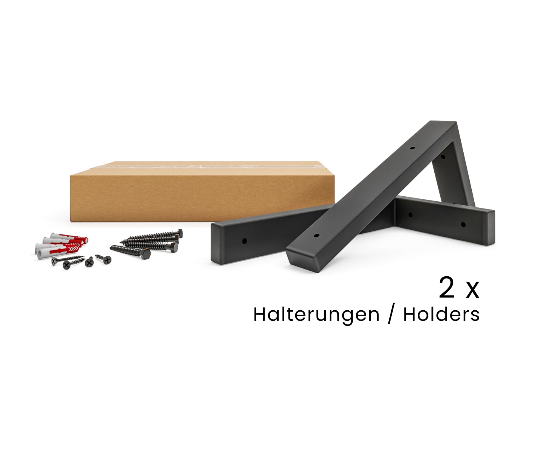 HEVVA Waschtischhalterung 20/25/30/35/40/45 cm | MAIN | Aufsatz-Waschbecken Halterung, Schwerlastträger, Wandkonsole, Waschtischplatte Unterbau | (2er Ser - Schwarz, 25 cm)