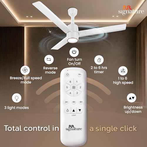 Image of RR Signature OPUL AIR 1250mm BLDC Underlight Ceiling Fan with 100% Pure Copper Motor - 35W | 350 RPM High Speed | Remote Control & LED Light | 3 Light Modes | 3 Year Warranty - MIRAGE WHITE