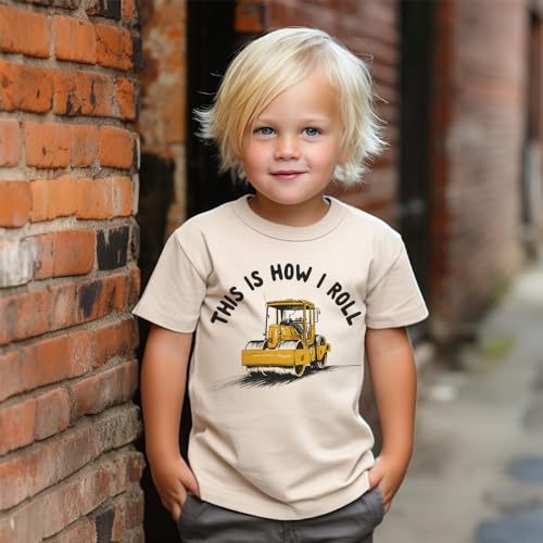Road Roller This Is How I Roll Kids Shirt - Funny Construction Equipment Steamroller Birthday Outfit - Boho Natural Toddler Youth Graphic Tee3