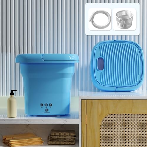 ミニ洗濯機、携帯洗濯機、バケツせんたく洗濯機、ベビー洗濯機、乾燥機能付き、折りたたみ式、3つのモード - 旅行、移動住宅、学生寮に最適(Blue)
