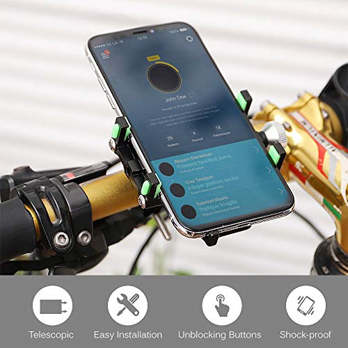 DECDEAL Suporte para telefone de bicicleta em liga de alumínio Suporte ajustável para telefone móvel