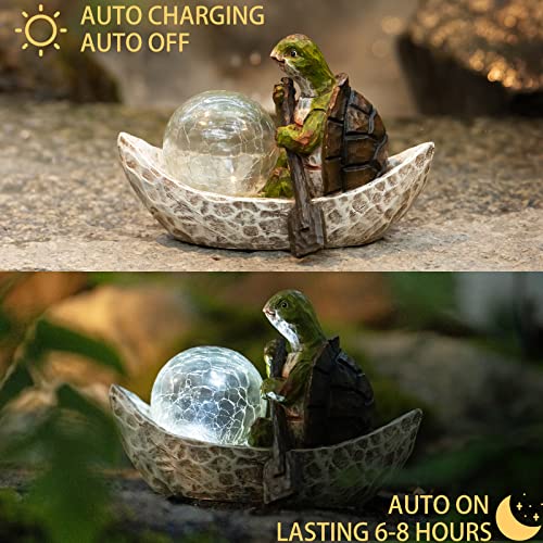 Rezpuao Garden Statue Of Turtle,Garden Decor Turtle Figurine,Turtle Outdoor Statue,Solar Turtle Decor For Patio,Balcony,Yard,Lawn Ornament,Perfect Garden Gift #TOP3