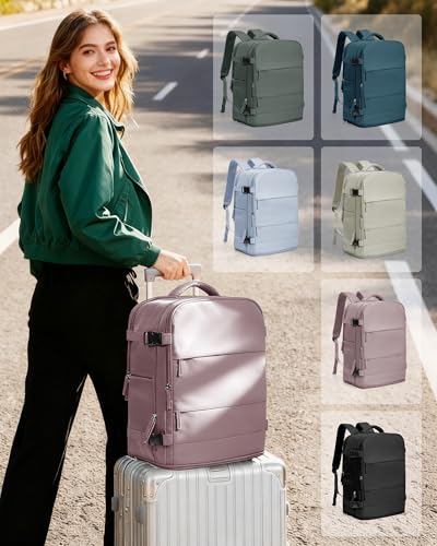 Image of coowoz Travel Backpack Carry On for Women Man Gym Backpacks with Laptop Compartment Mochila de Viaje Teacher Personal Item Backpack Rucksack Airplane Accessories Must Haves Pink Purple Small