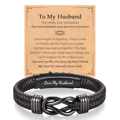 Pulsera de cuero Infinity para hombres miniatura 1