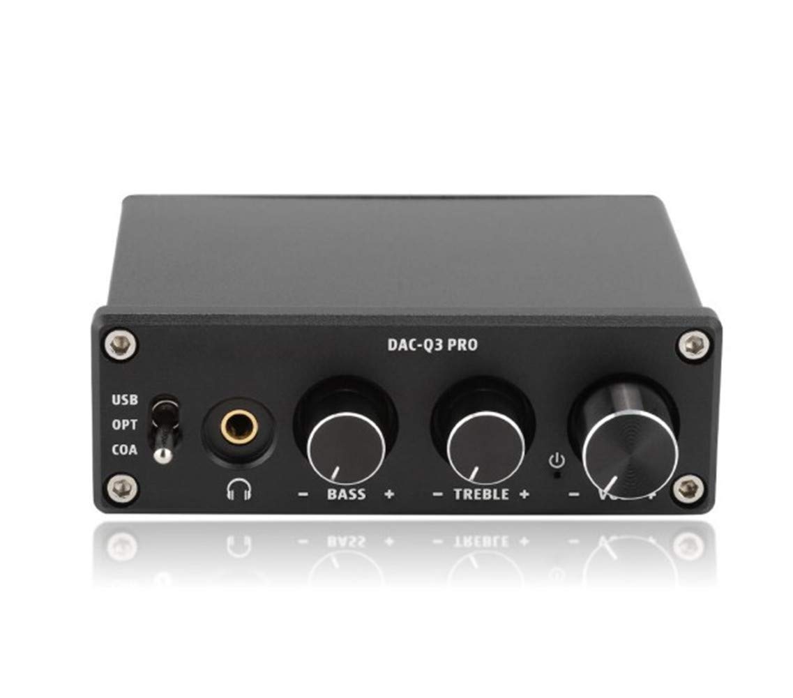 Garsent Wzmacniacz audio, dekodowanie DAC dekoder audio mini cyfrowy wzmacniacz audio stereo do słuchawek 3,5 mm, kolor czarny