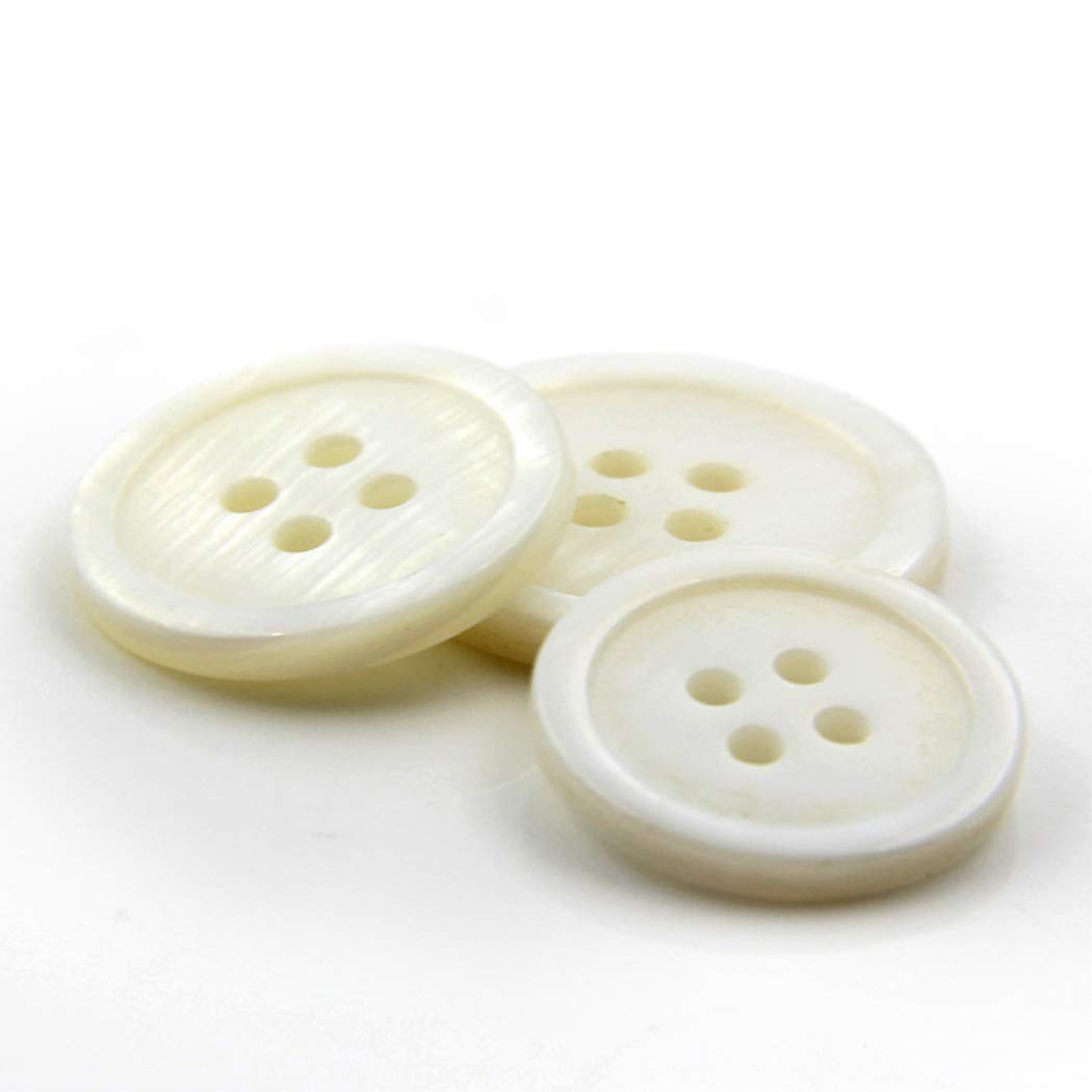 Guziki guziki do ubrań 8-40PCS Naturalny guzik muszlowy-cienki brzeg 4-otworowy guzik żywiczny do koszuli-biały okrągły guzik guziki do szycia na swetry DIY wełniane płaszcze 20mm-12PCS(18mm-16Pcs)