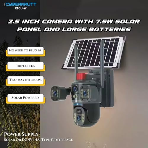 Image of XUGA-Cybernautt Series X10U-W 12MP PTZ Solar WiFi Outdoor CCTV Camera | Color Night Vision | Motion Detection | Water Proof | for Farm | Triple Lens WiFi Camera