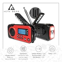 Acta Berg Kurbelradio, Notfallradio mit 5.000 mAh Akku (Rot) – Ansicht 3
