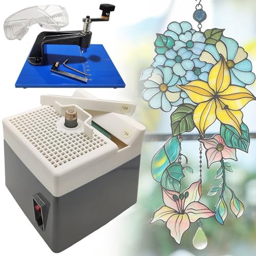 vnmudzeo DIY Glass Grinding Shaping Machine Desktop,with Hole Cutter,Safety Glasses,2800 R/min Mini Art Ceramic Grinding Tool,for Homes, Workshops,Studios
