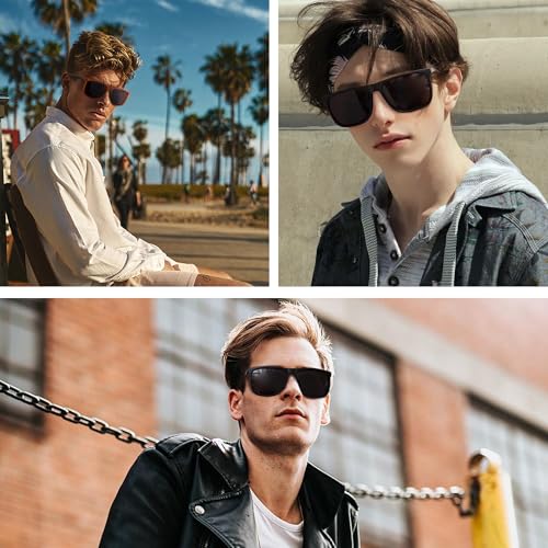 Men's Polarized Flat Top Square rectanglar Sunglasses3