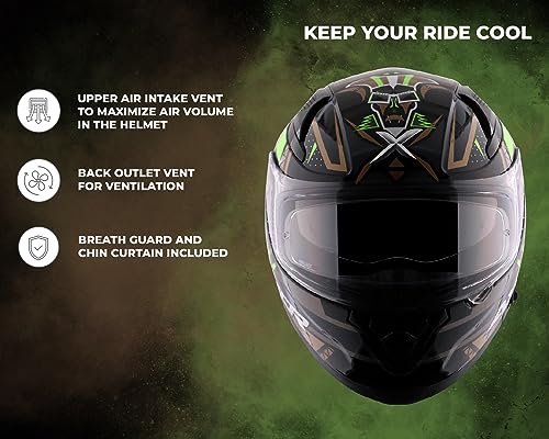 Image of Axor Apex Tiki ISI ECE DOT Certified Full Face Dual Visor Helmet for Men -Black Gold-L